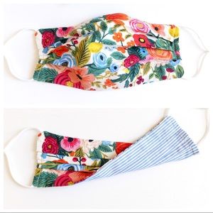 3/$30! Reversible Floral Blue Stripe Face Mask